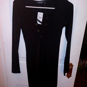 Fashion Nova Long Sleeve Ribbed Dress Stretchy l